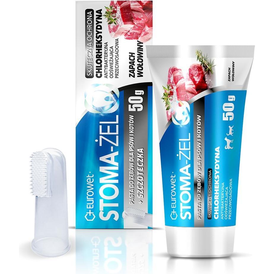 Optex, Dentifricio, Eurowet Stoma-żel Pasta do zębów ze szczoteczką wołowina pies/kot 50g