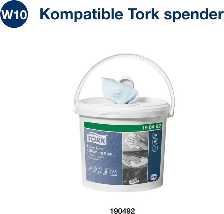 Immagine prodotto Tork Panni per la pulizia a basso contenuto di pelucchi in secchiello W10 a 1 velo 190491 Quantità: 800 (800 pz.)