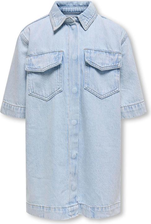 Produktbild Only Locker geschnitten Hemdkragen Kastige Ärmel Kurzes Kleid Jeanskleid (140)