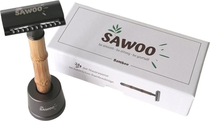 Immagine prodotto Sawoo Rasoio di bambù in ottone e legno di bambù con 10 lamette incluse