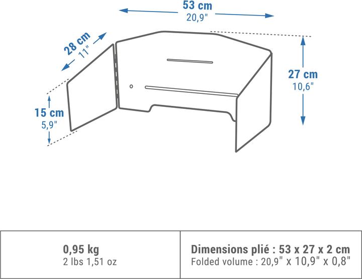 Actual product image Quechua Adjustable windbreak for camping kitchen table
