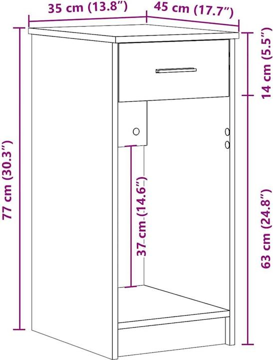 Produktbild VidaXL Computerschrank mit Schublade Weiss 35x45x77 cm PC-Schrank CPU-Ständer (35 x 45 x 77 cm)