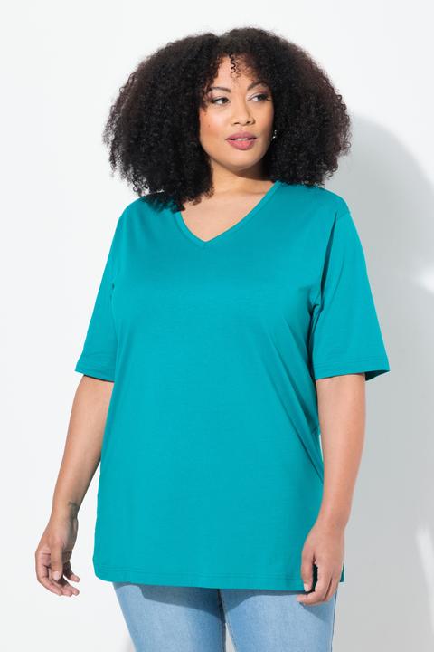 Image du produit Ulla Popken T-shirt coupe Relaxed Fit, décolleté en V et manches courtes (42, 44)