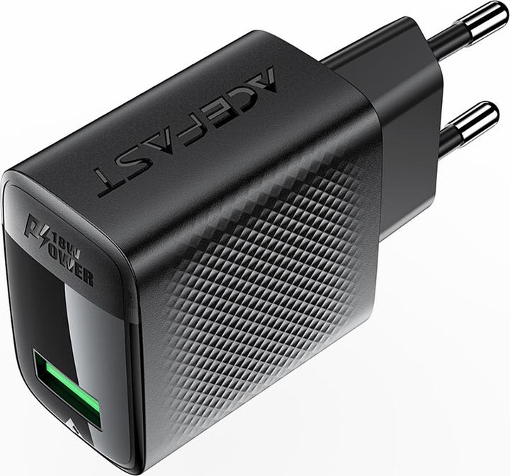 Produktbild Acefast A90 GaN USB-A QC 18W network charger - black (18 W, 1 Port)