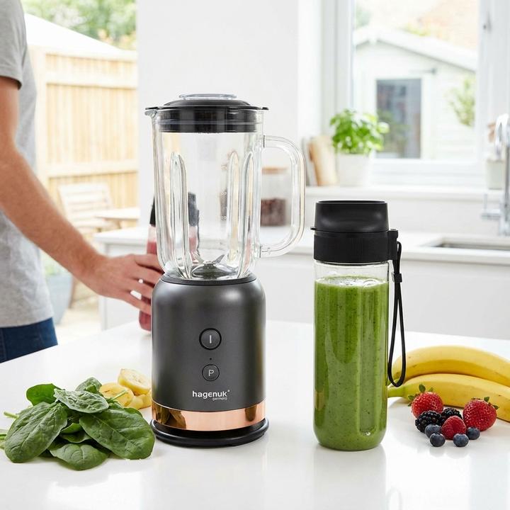 Produktbild hagenuk 2in1 Standmixer-To-Go, anthrazit-roségold, 0,6 l, 350 W (350 W)