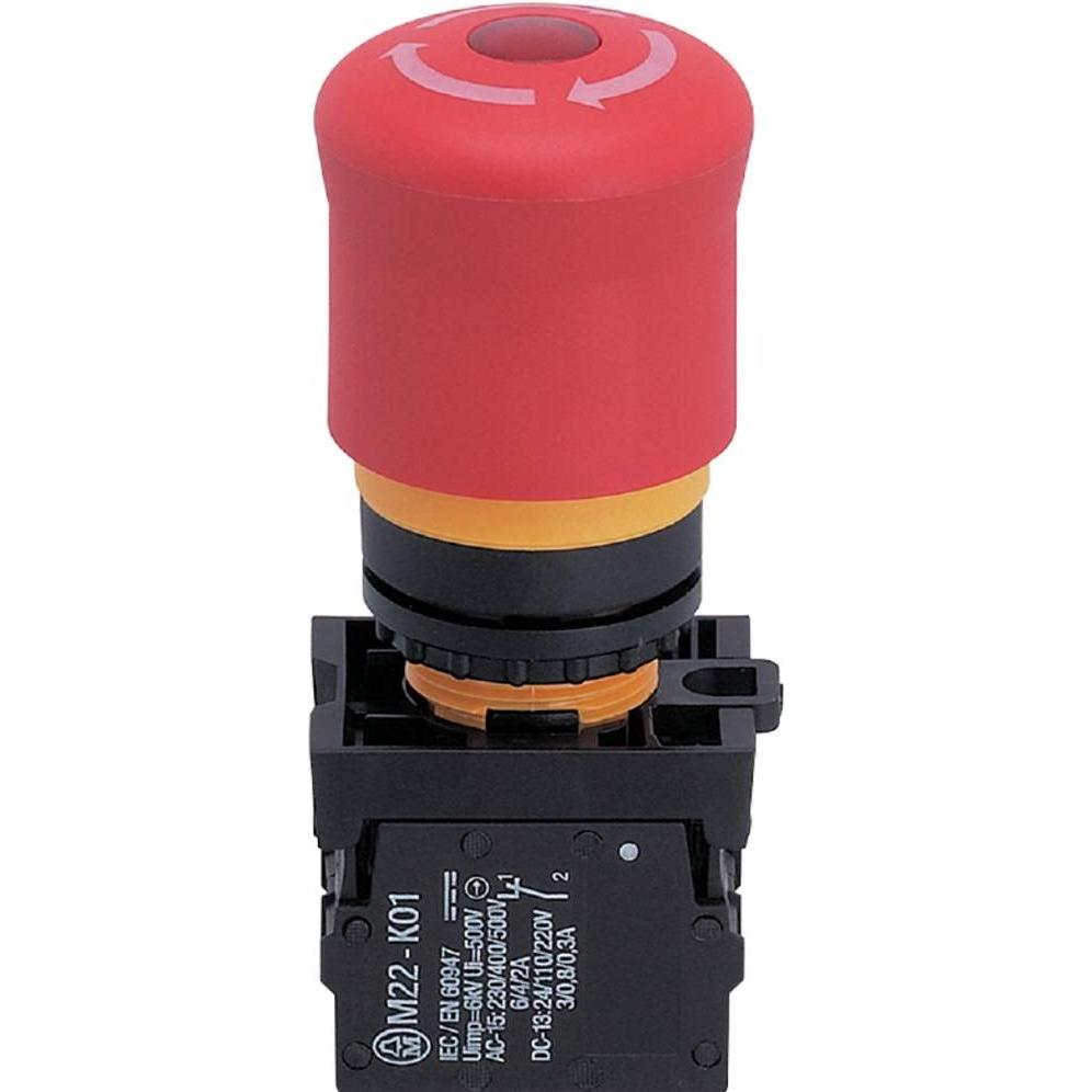 IFM Pulsante di arresto di emergenza illuminato Montaggio frontale Ru, Pulsante + Interruttore