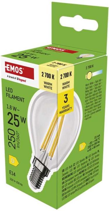 Produktbild Emos LED Lampe Filament Mini Globe / E14 / 1,8 W (25 W) / 250 lm / Warmweiss (E14, 250 lm, 1 x)