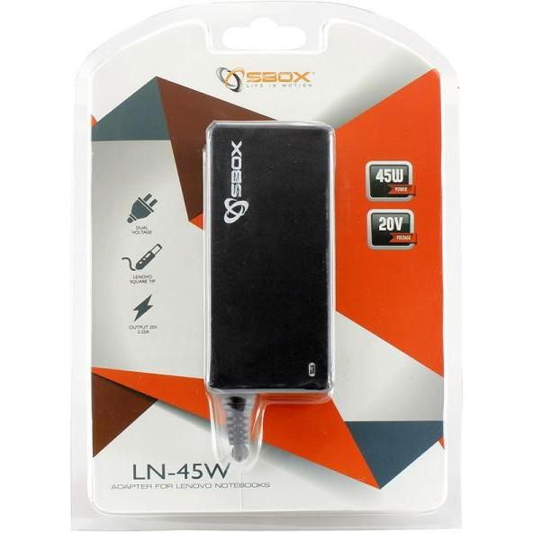 Sbox Adapter for Lenovo notebooks LN-45W (45 W), Notebook Netzteil, Schwarz