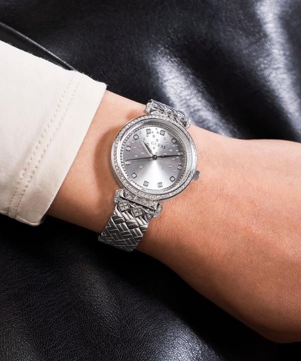 Immagine prodotto Guess P SLV CS W/ CRYS / SUN SLV GLITZ DL / P SLV BRCT W/ CRYS Orologio da polso (Orologio con pietra preziosa, 32 mm)