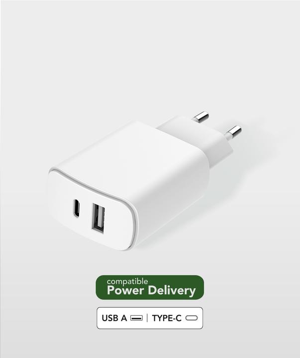 Produktbild Bigben ECO Dual Home Charger USB-A/-C 37W white (37 W, 2 Ports)
