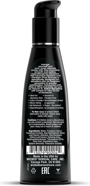 Actual product image Wicked Sensual Care Wicked Aqua Sensitive Unscent Lube 4oz (118 ml)