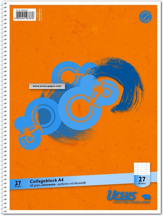 Actual product image Ursus 10 college pads ruled 27 DIN A4 inner and outer margin (A4, Lined)