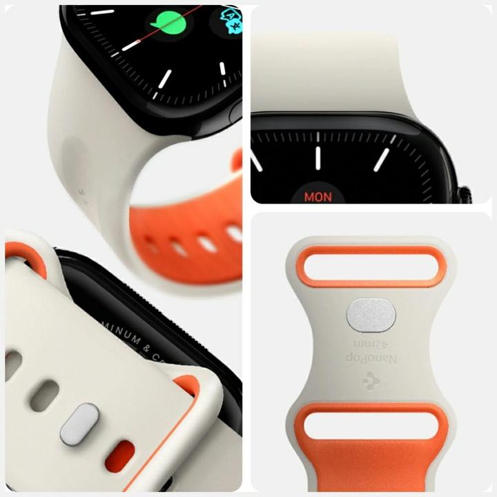 Produktbild Spigen - Nano Pop - Apple Watch 1/2/3/4/5/6/7/8/9/10/SE/SE 2 (38/40/41/42mm) - Orange Beige (40 mm, Kunststoff, Silikon)
