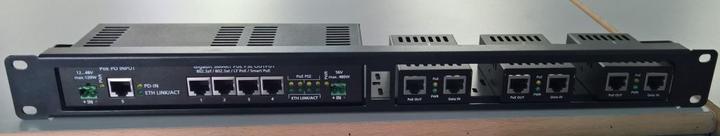 Actual product image Allnet Switch accessories unmanaged 4 port Gigabit LT-PoE 90W 19" 1U patch panel (4 ports)