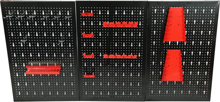 Produktbild Wiltec Werkzeugwand 120x60cm 3 Lochplatten 17 Haken Lochwand Werkstattwand