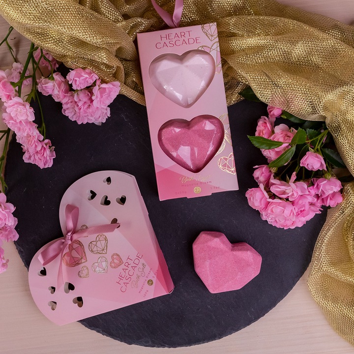 Actual product image Accentra HEART CASCADE bath stain in gift box, 2 x 50g, scent: Magnolia Dream, colour: pink/white/gold, PU 6/