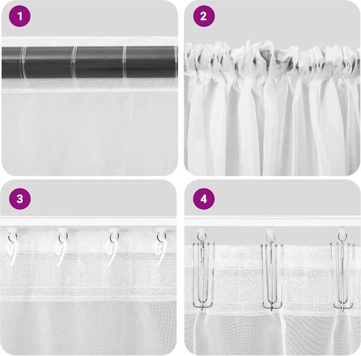 Produktbild VidaXL Voile Vorhänge mit Stangentaschen 2 Stk. Creme (140 x 175 cm)