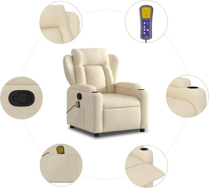 Immagine prodotto VidaXL Poltrona massaggiante in tessuto color crema,Colore: Crema,Materiale: Tessuto (100