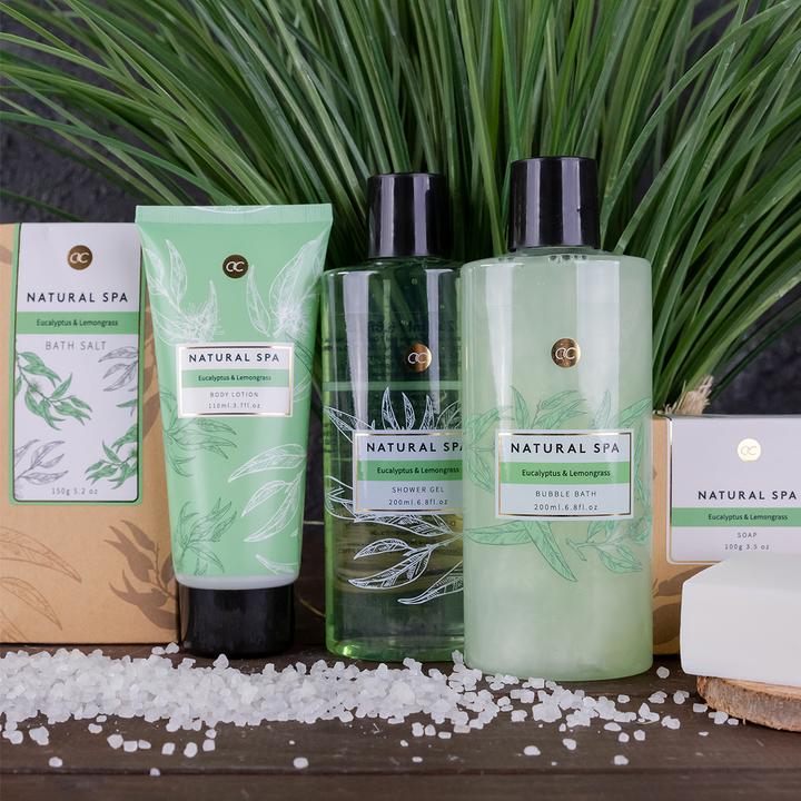 Actual product image Accentra NATURAL SPA bath set in seaweed basket, incl. 200ml shower gel, 200ml bubble bath, 150g bath salt (Body care set)