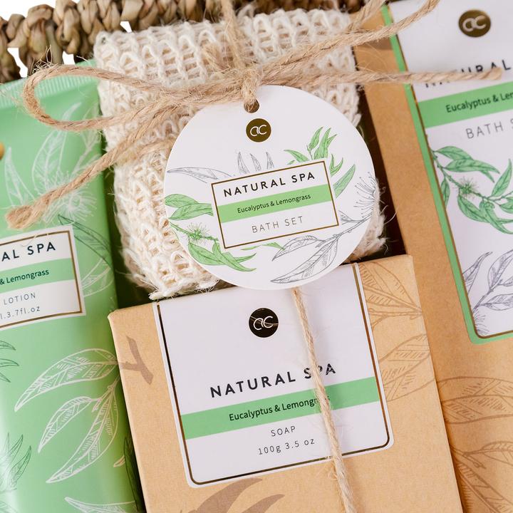 Actual product image Accentra NATURAL SPA bath set in seaweed basket, incl. 200ml shower gel, 200ml bubble bath, 150g bath salt (Body care set)