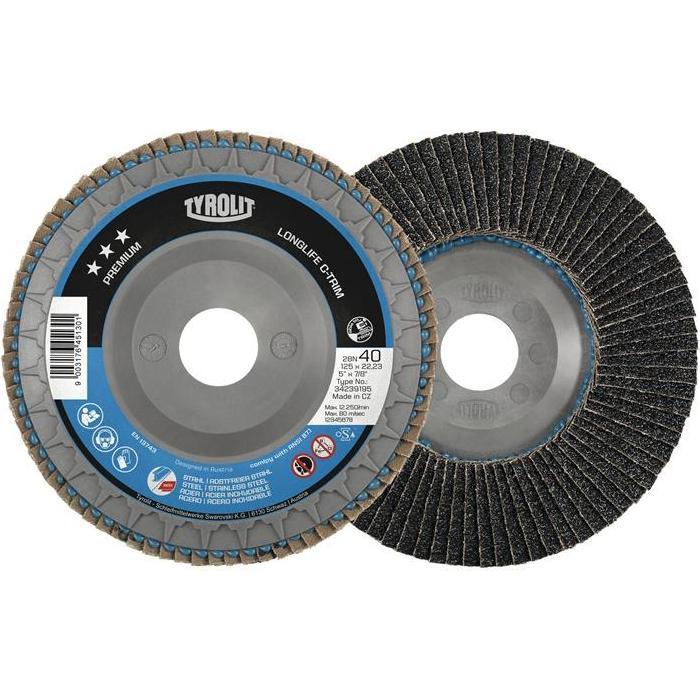 Tyrolit, Schleifmittel, Fächerscheibe LONGLIFE C-TRIM D.115mm K.120 fl.INOX/Stahl ZK (120)