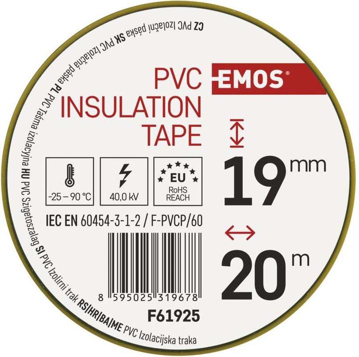 Actual product image Emos Insulating tape PVC 19mm/20m green/yellow, 10 pcs. (19 mm)