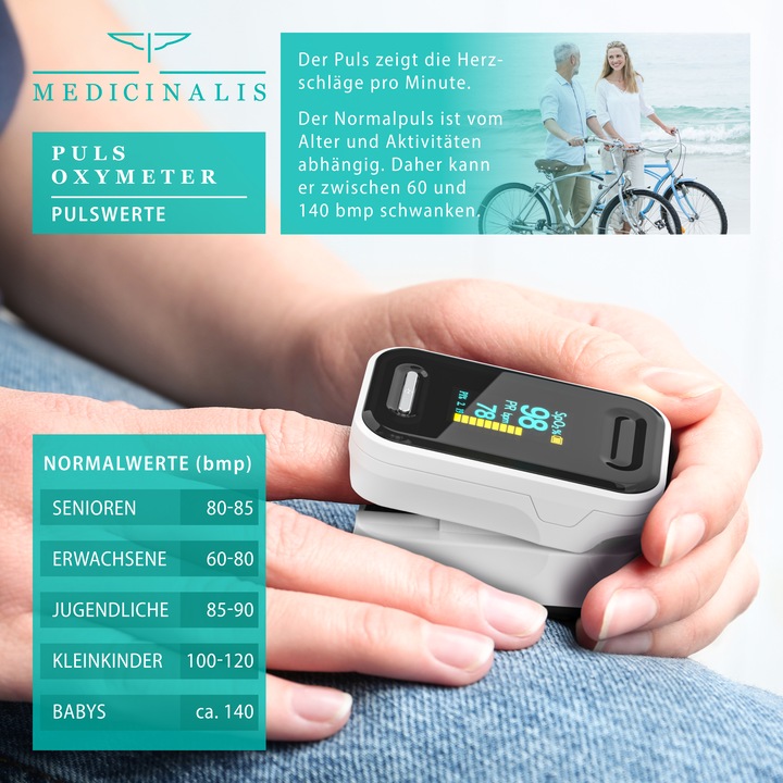 Actual product image Medicinalis SpO2 heart rate monitor