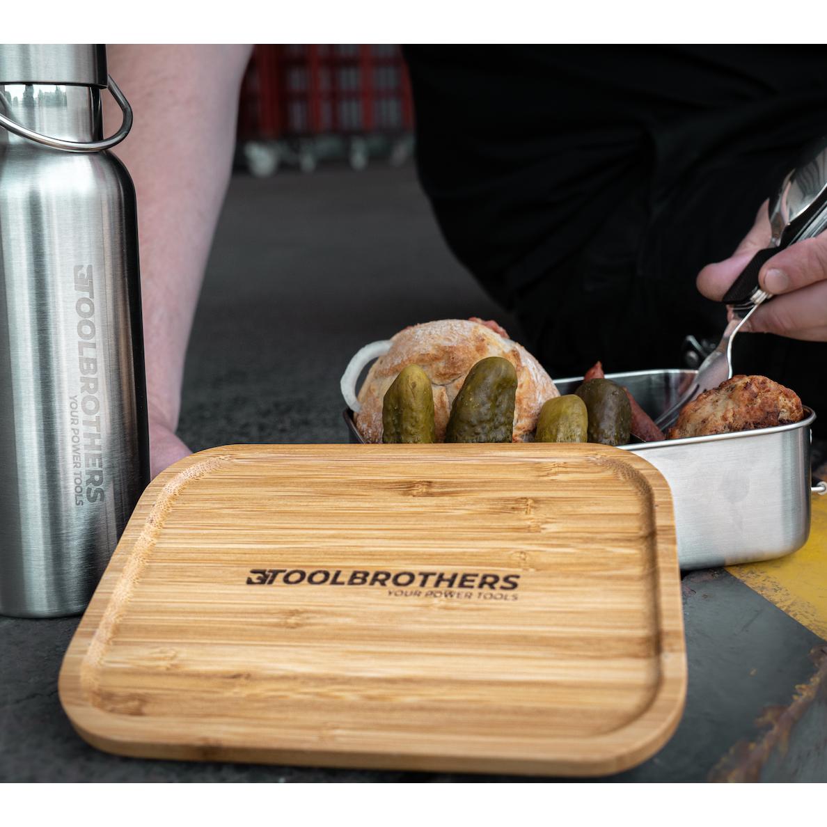 Thumbnail - Tool Brothers Toolbrothers Fan Lunchpaket mit Edelstahl Brotdose mit Bambus Deckel 1200 ml + Edelstahl Trinkflasc, Lunch...