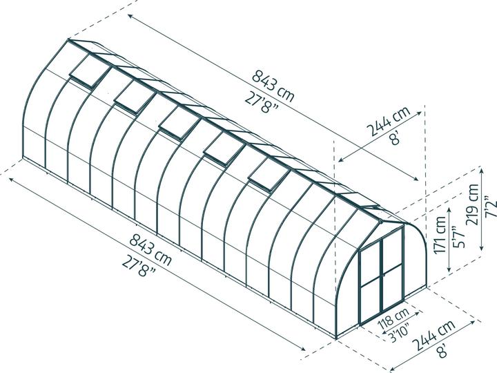 Produktbild Palram Gewächshaus Bella 244x844cm Silber