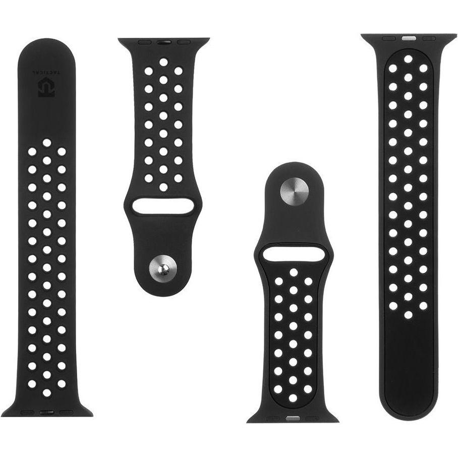 Thumbnail - Source Watch 1/2/3/4/5/6/7/SE 42/44/45mm Double Silicone Strap (High quality silicone, 3, 4), Uhrenarmband, Schwarz