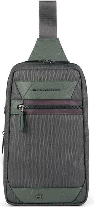 Actual product image Piquadro Leather Backpack, Military Green, Sling Bag, For Men