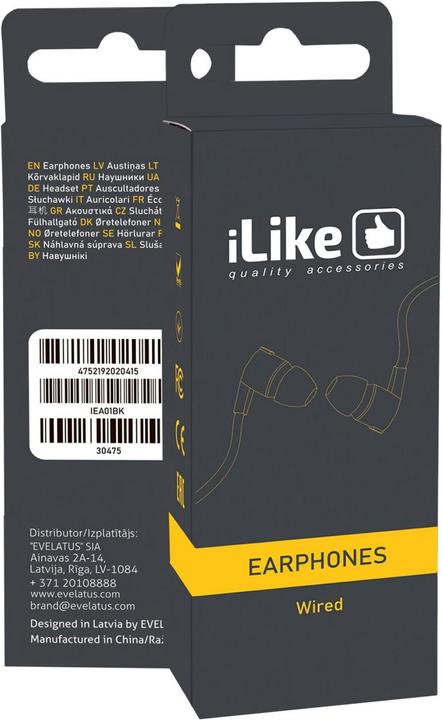 Actual product image iLike Earphones IEA01BK 3.5mm (No noise cancellation, Cable)
