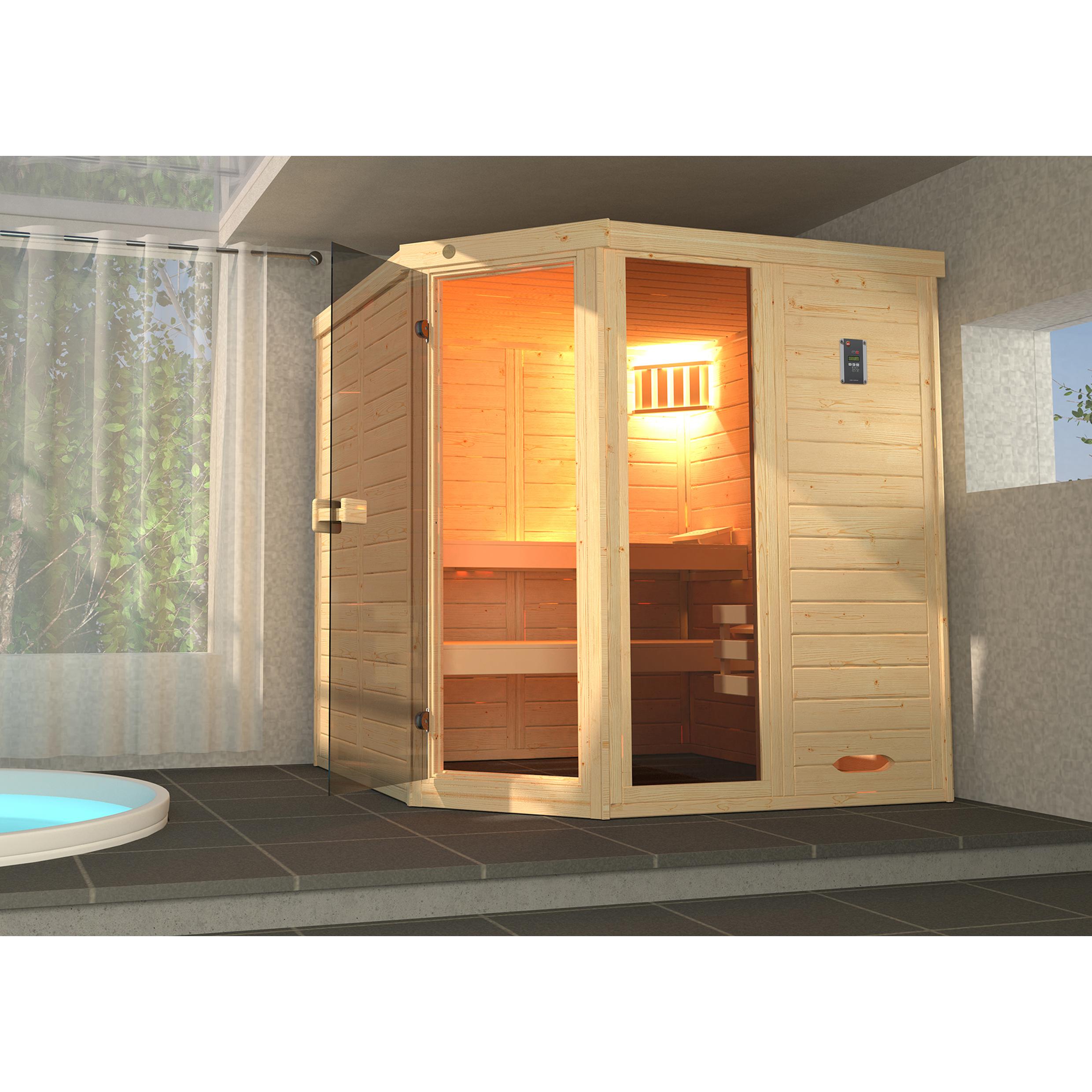 Weka Holzbau, Sauna, Massivholz-Elementsauna 38 mm LAUKKALA 2 GTF inkl. Saunaleuchten-Set (Ohne Ofen)