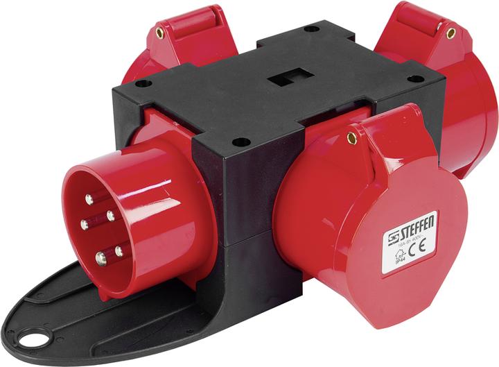 Steffen CEE distributor 16A 5P 415V 1x appliance plug CEE 16/5 3x socket outlet CEE 16/5 (3x, CEE 16/5)