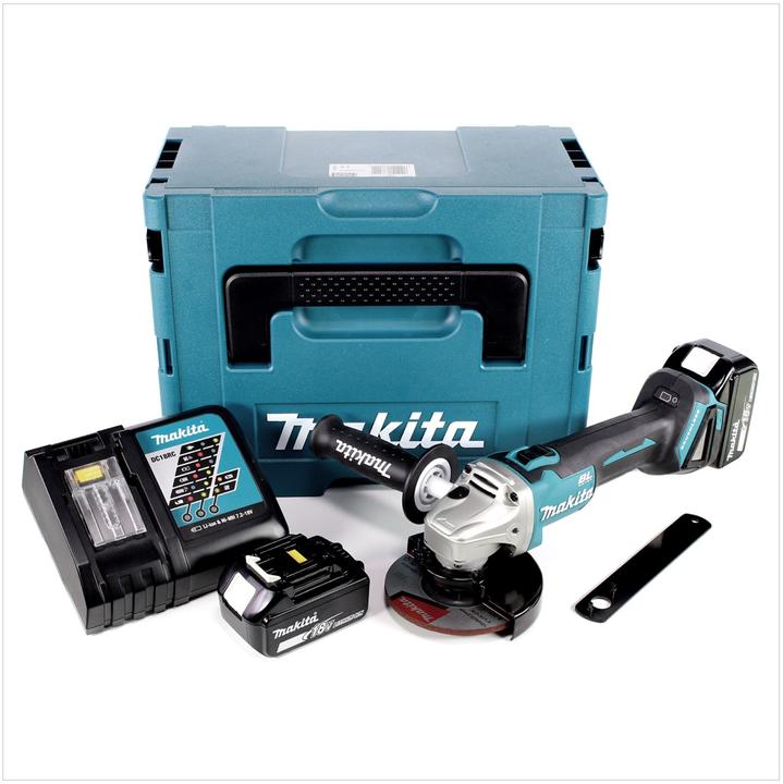 Actual product image Makita DGA 506 RMJ Battery angle grinder 18 V 125 mm Brushless + 2x battery 4.0 Ah + charger + Makpac (125 mm)
