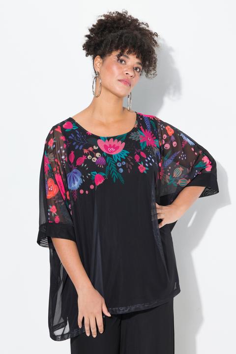Immagine prodotto Miamoda Bluse, oversized, Blüten-Bordüre, blickdichtes Top (42, 44)