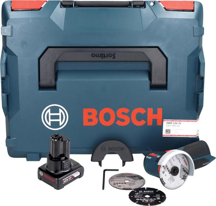 Actual product image Bosch Professional Bosch GWS 12V-76 Professional Cordless Angle Grinder + L-Boxx + 1 x Battery GBA 6,0 Ah - without cha (76 mm)