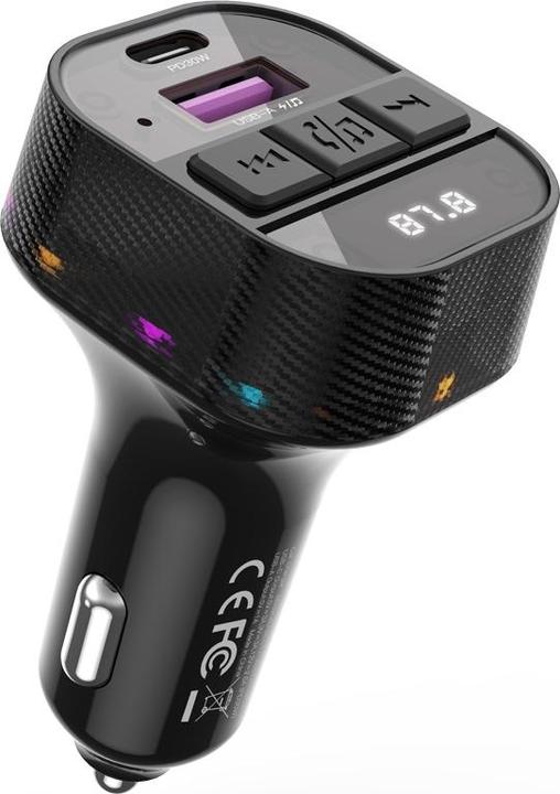 Produktbild xO Sender FM BCC17 Bluetooth MP3 Autoladegerät 30W schwarz + Kabel USB-C - Lightning