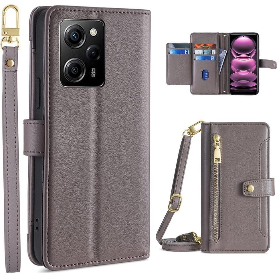 Cover-Discount Xiaomi Poco X5 Pro - Wallet Etui Hülle grau (Xiaomi Poco X5 Pro, Xiaomi Redmi Note 12 Pro 5G), Smartphone...