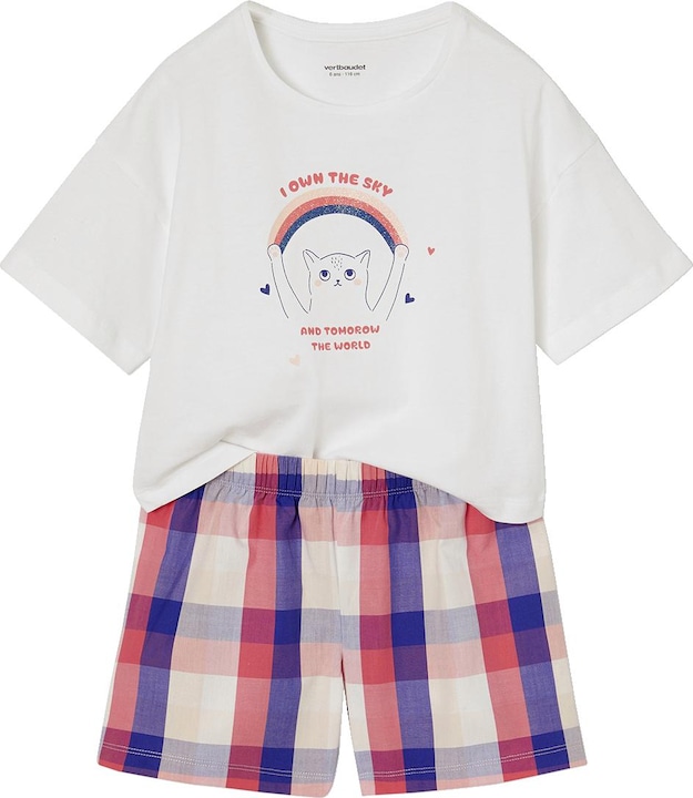Image du produit Vertbaudet Mädchen Sommer-Schlafanzug mit Katze und Popeline-Shorts (146)