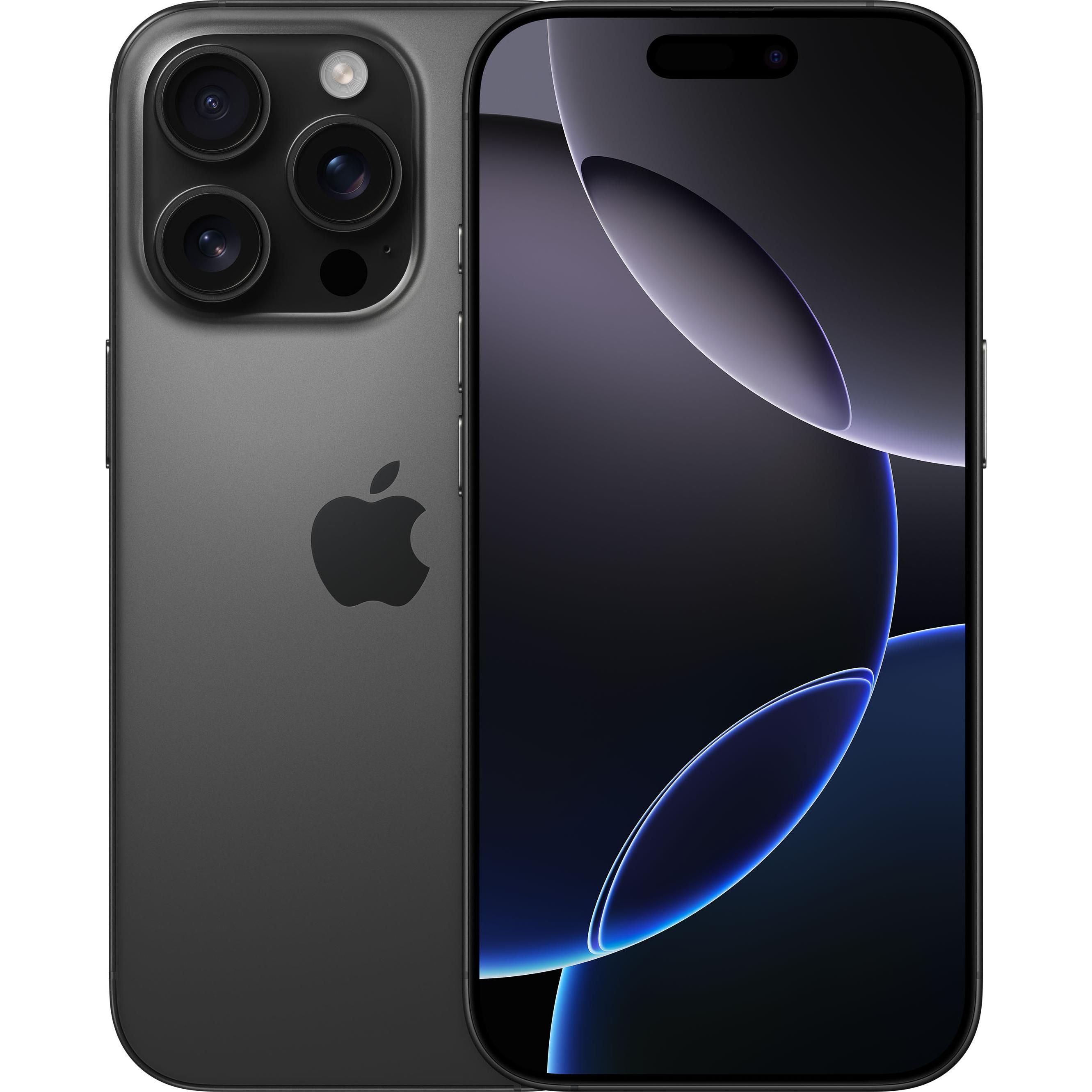 Apple iPhone 16 Pro (256 GB, Black Titanium, 6.30", SIM + eSIM, 48 Mpx, 5G), Smartphone, Schwarz
