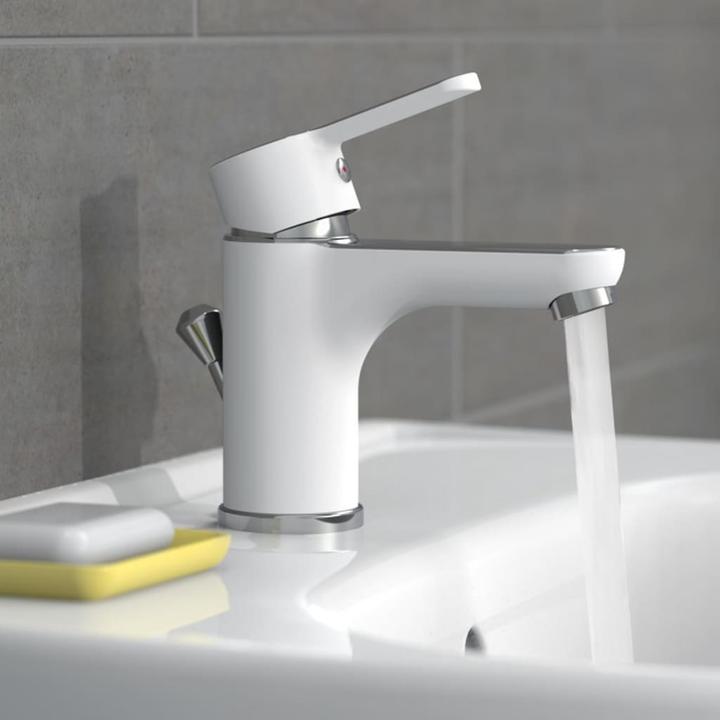 Produktbild Eisl Wasserhahn Bad DIZIANI Waschtischarmatur Weiss Chrom Einhebelmischer Mischbatterie NI075DINWCR