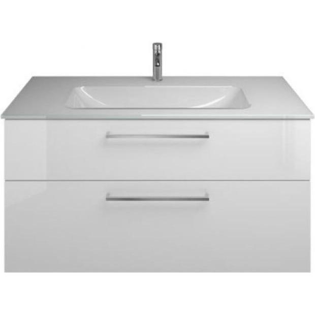 burgbad, Badmöbelset, Eqio Glas-Waschtisch inklusive Waschtischunterschrank, Breite 1220 mm