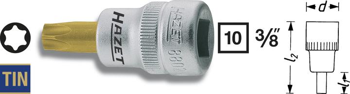 Actual product image HAZET Screwdriver socket ∙ TORX 8802-T27 ∙ Square, hollow 10 mm (3/8 inch) ∙ Inside TORX profile …