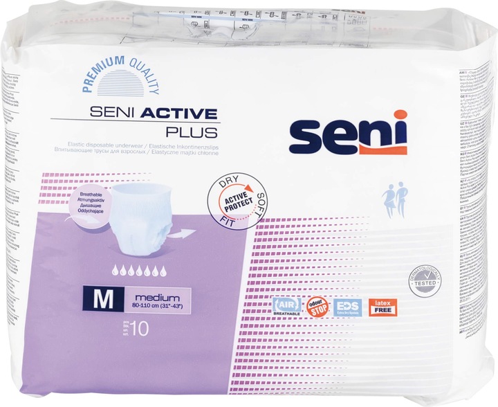 Actual product image Seni Active Plus Pants Einweghosen M atmungsaktiv Hüftumfang 80-110cm 7 Tropfen (10 x, M)