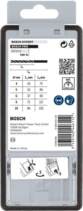 Actual product image Bosch Professional Zubehör PRO Wood twist drill set. 5 pcs. (4 mm, 5 mm, 6 mm, 8 mm, 10 mm)
