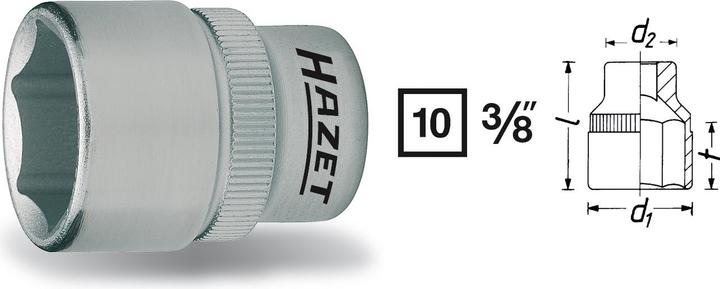 Produktbild HAZET Steckschlüsseleinsatz ∙ Sechskant 880-10 ∙ Vierkant10 mm (3/8 Zoll) ∙ Aussen Sechskant-Tractio… (10 mm)