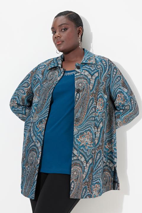 Immagine prodotto Ulla Popken Giacca in jacquard con effetto metallizzato e collo da camicia (60)