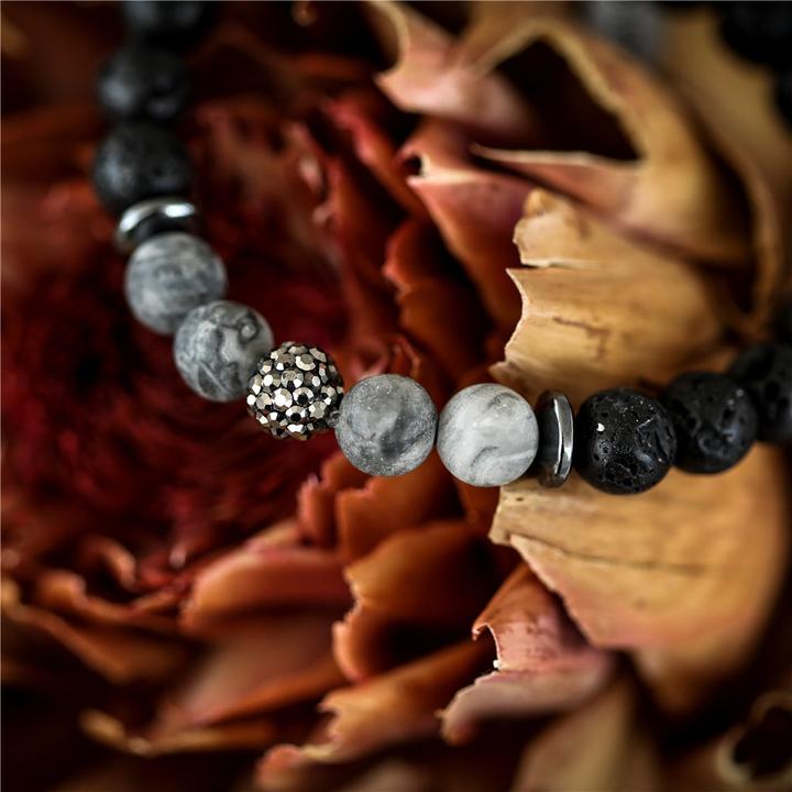 Immagine prodotto Andreani Bracciale con vera pietra lavica (80 cm, Metallo, Pietre)