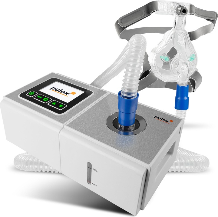 Actual product image Pulox Auto CPAP sleep apnoea therapy device with face mask